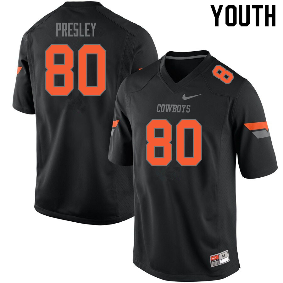 Youth #80 Brennan Presley Oklahoma State Cowboys College Football Jerseys Sale-Black